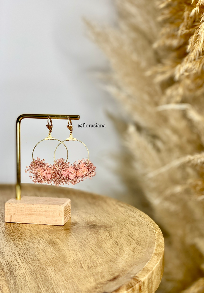 Boucle oreille fleurs stabilisées