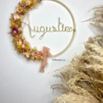 Couronne de fleurs séchées Augustine rose et jaune