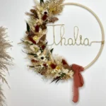 Couronne de fleurs séchées personnalisée champêtre et bohème