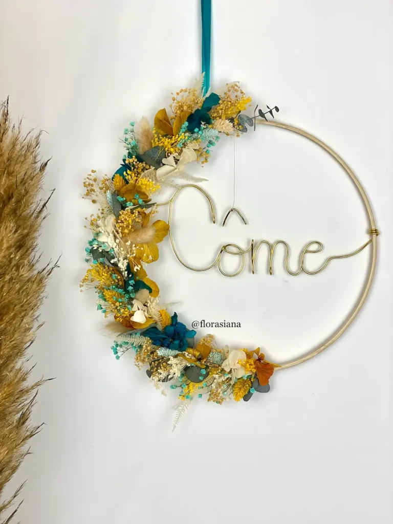 Couronne de fleurs séchées personnalisée COME